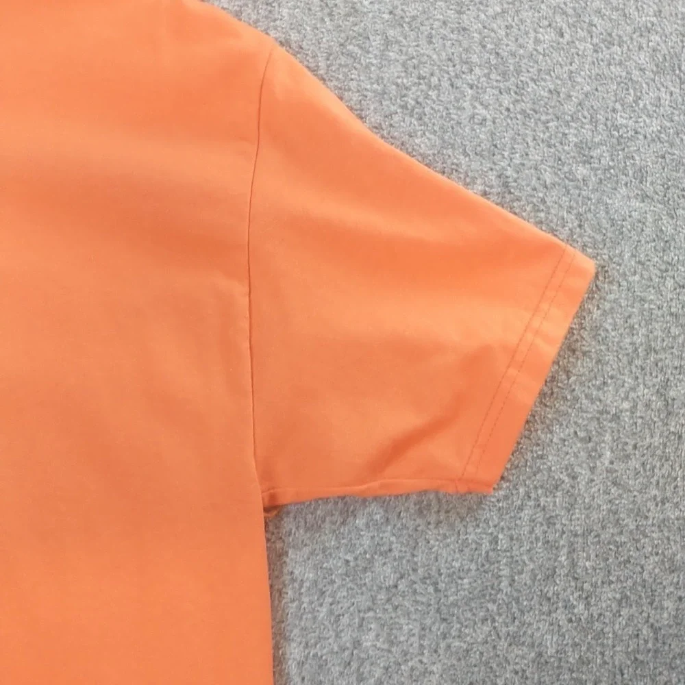 Hanes Heavyweight 50/50 Orange Short Sleeve T-Shirt Mens Large Solid Crewneck